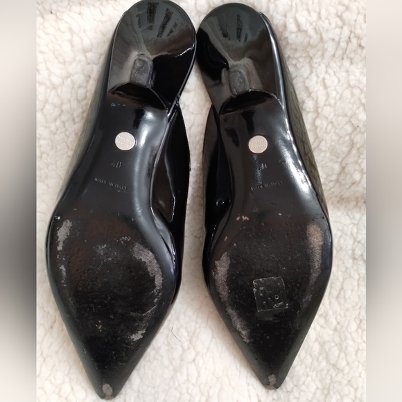 🛑SOLD🛑 PROENZA SCHOULER Black Patent Leather Mules Kitten Heel - Picture 13 of 16